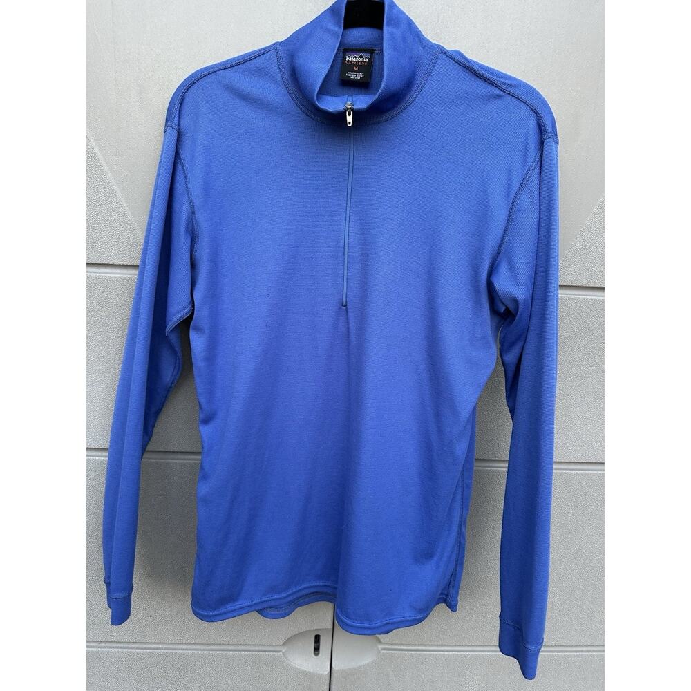 Vintage Patagonia Shirt Mens M Blue Pullover Capilene 1/4 Zip Sweater Outdoors
